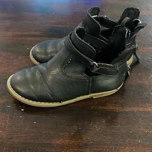 Black shoes slip on and zip up from the back Size 10 Toddler Girl